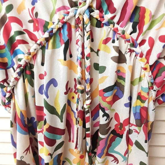 Nieves Lavi Anthro Animal Print Shirt Boho Silk - Picture 2 of 8